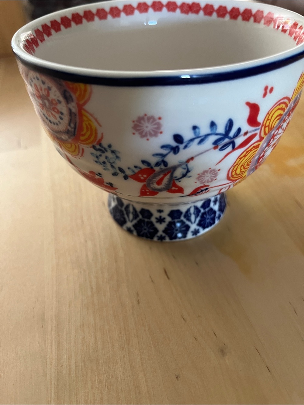 Anthropologie Multicolor Floral Ceramic Pedestal Tea Cup - Red, Blue, Yellow - Picture 5 of 6